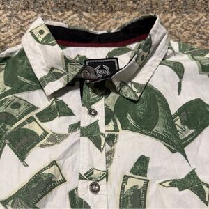 Men's Green and White Casual Button Down Shirt